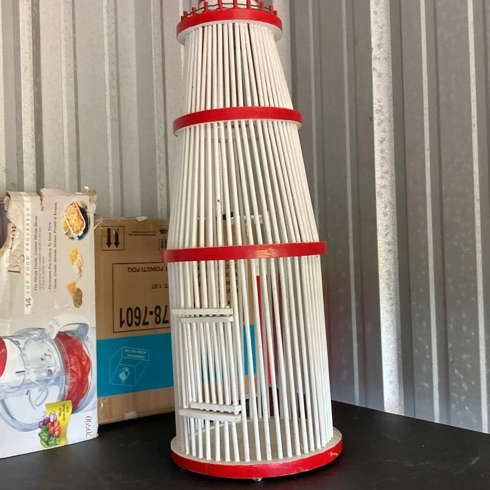 Red and White Decorative Lighthouse designed Bird House